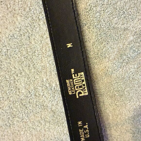 Vtg Dame Belt & Bag Black Leather Gold Chunky M Womens Gaudy  80s 90s 27-31” main image 9